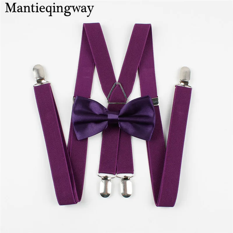 Mantieqingway классический сплошной цвет подтяжки галстук бабочка набор конфетных