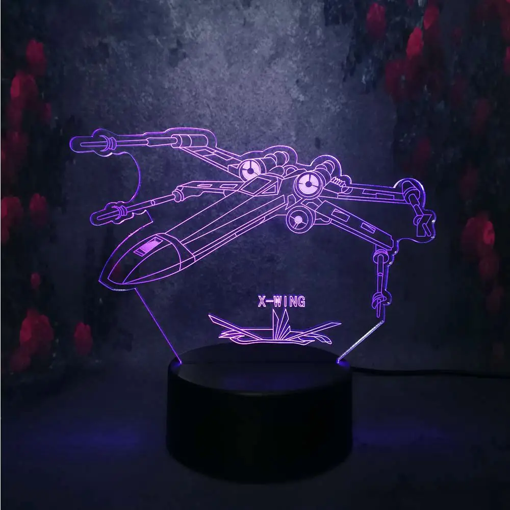 X-WING creative Star Wars Plane Model Night Light Military acting Apply Machine 3D LED USB Charge Bulb Table Lamp Bedroom | Лампы и