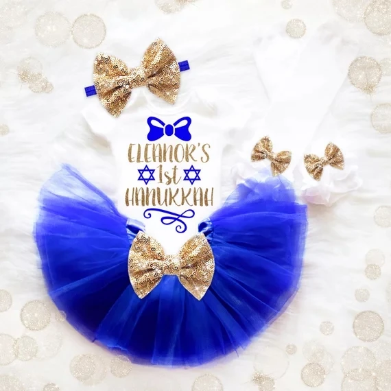 Персонализированные наряды hanukka Tutu на день рождения детское боди один предмет