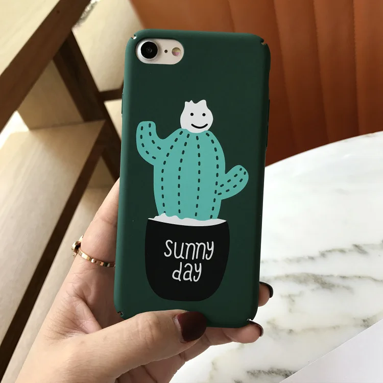 Модное зеленое растение кактус в горшке чехол для iPhone X XR XS Max 6 S 7 8 Plus Жесткий ПК