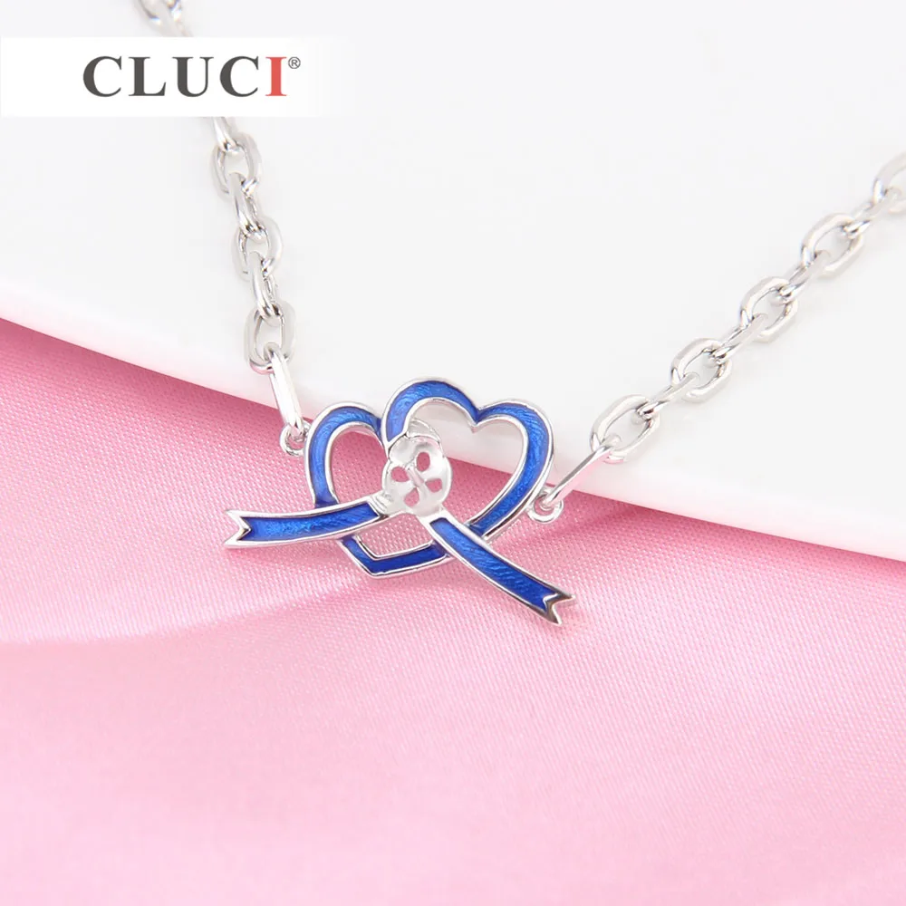 CLUCI 925 sterling silver Autism Awareness Adjustable Bracelet Accessary to match pearl Ribbon Awarenes Caring And Love SB067SB | Украшения