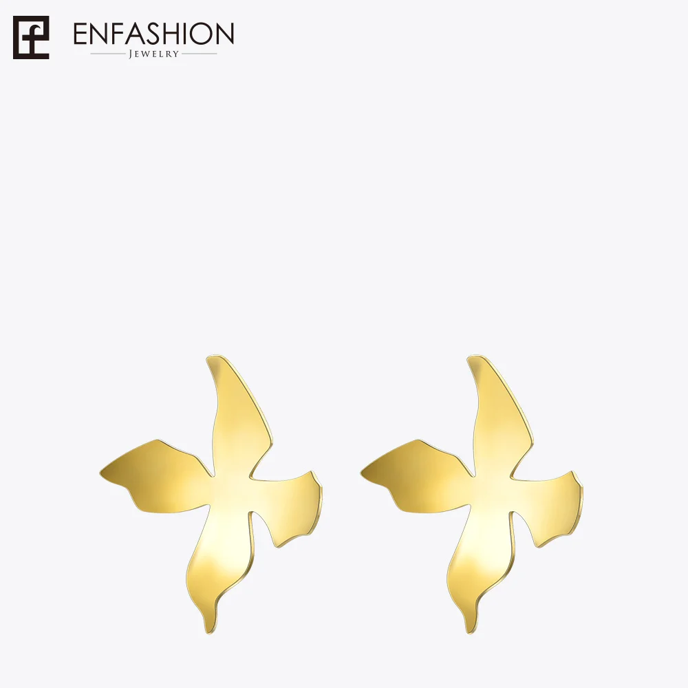 Gold color Enfashion, большой цветок, Золотая Сережка-гвоздик, цветные серьги из нержавеющей стали для женщин,, модные ювелирные изделия oorbellen E5463 - Окраска металла: Gold color