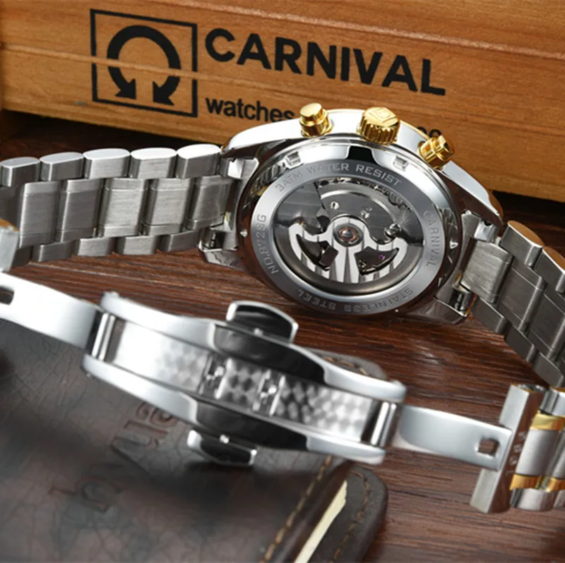 

Carnival tourbillon hot automatic mechanical brand men's watches fashion army sports waterproof luminous watch luxury full steel