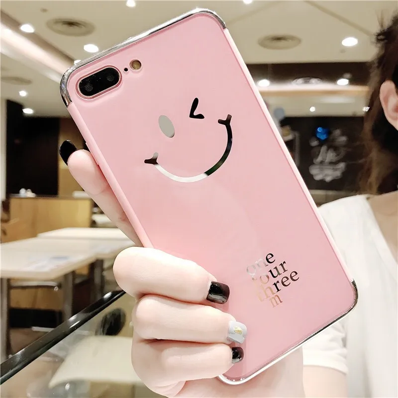 Роскошные зеркальные чехлы со смайликом для телефонов iPhone 7 8 6 6s Plus X Cute Hello Case IPhone Xs