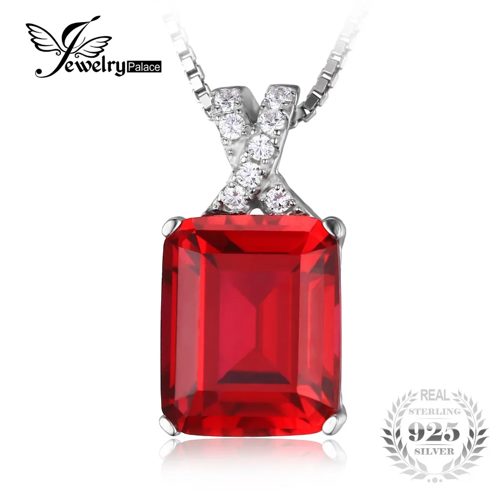 Jewelrypalace Изумрудный Cut 6ct создан красный рубин кулон Твердые стерлингового серебра