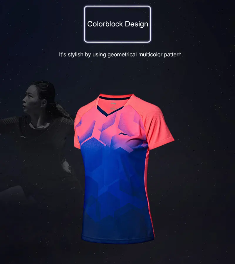 Li-Ning Женская футболка для бадминтона, дышащая, сухая, бесшовные комфортные, с подкладкой, для соревнований, спортивные футболки, топы, футболка AAYN078 WTS1435