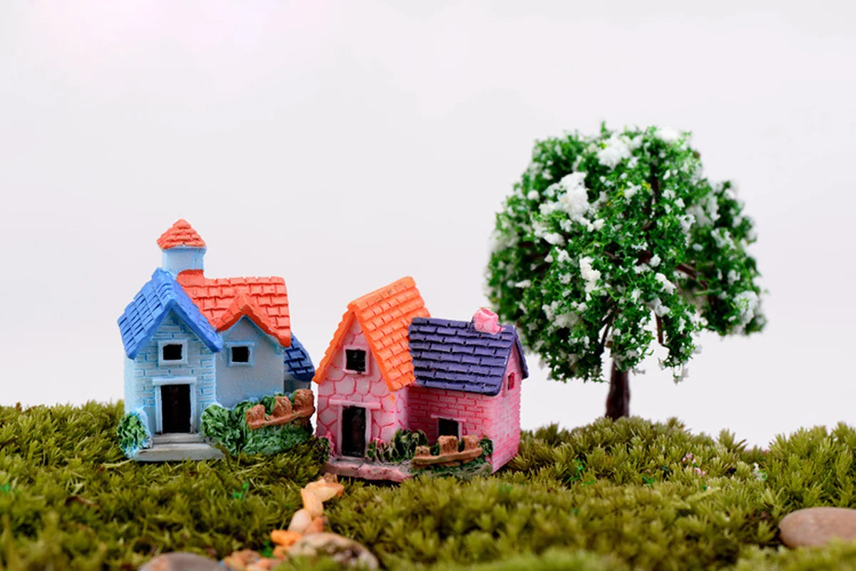 

4 шт. креативный мультяшный домик из полимерной глины для европейских загородных домов миниатюрные фигурки цветные кантри Сделай Сам миниа...