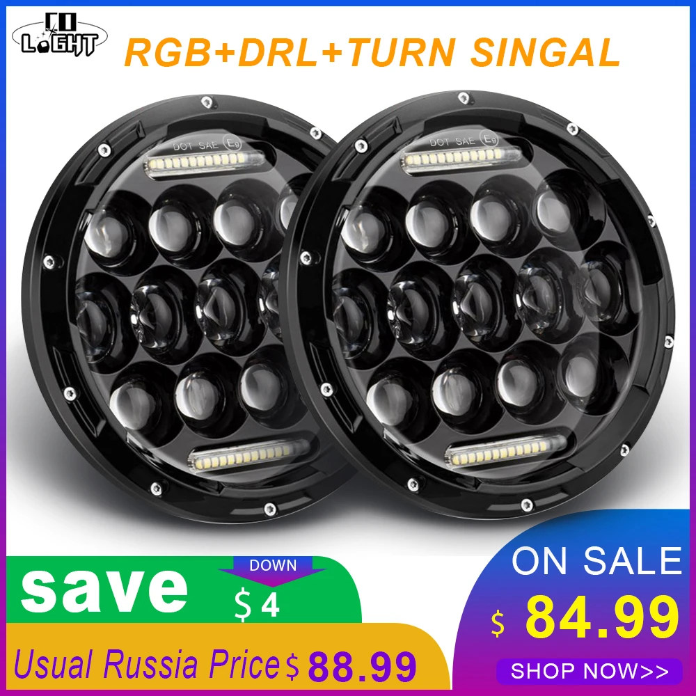 CO светильник 7 &quotдюймовый круглый светодиодный s 5D RGB DRL Led Hi/Lo луч поворота