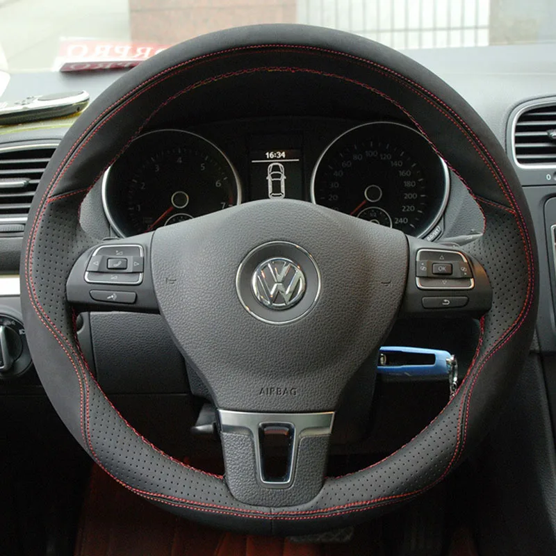 Автомобильный чехол рулевого колеса автомобиля из натуральной кожи для golf 4 7 polo