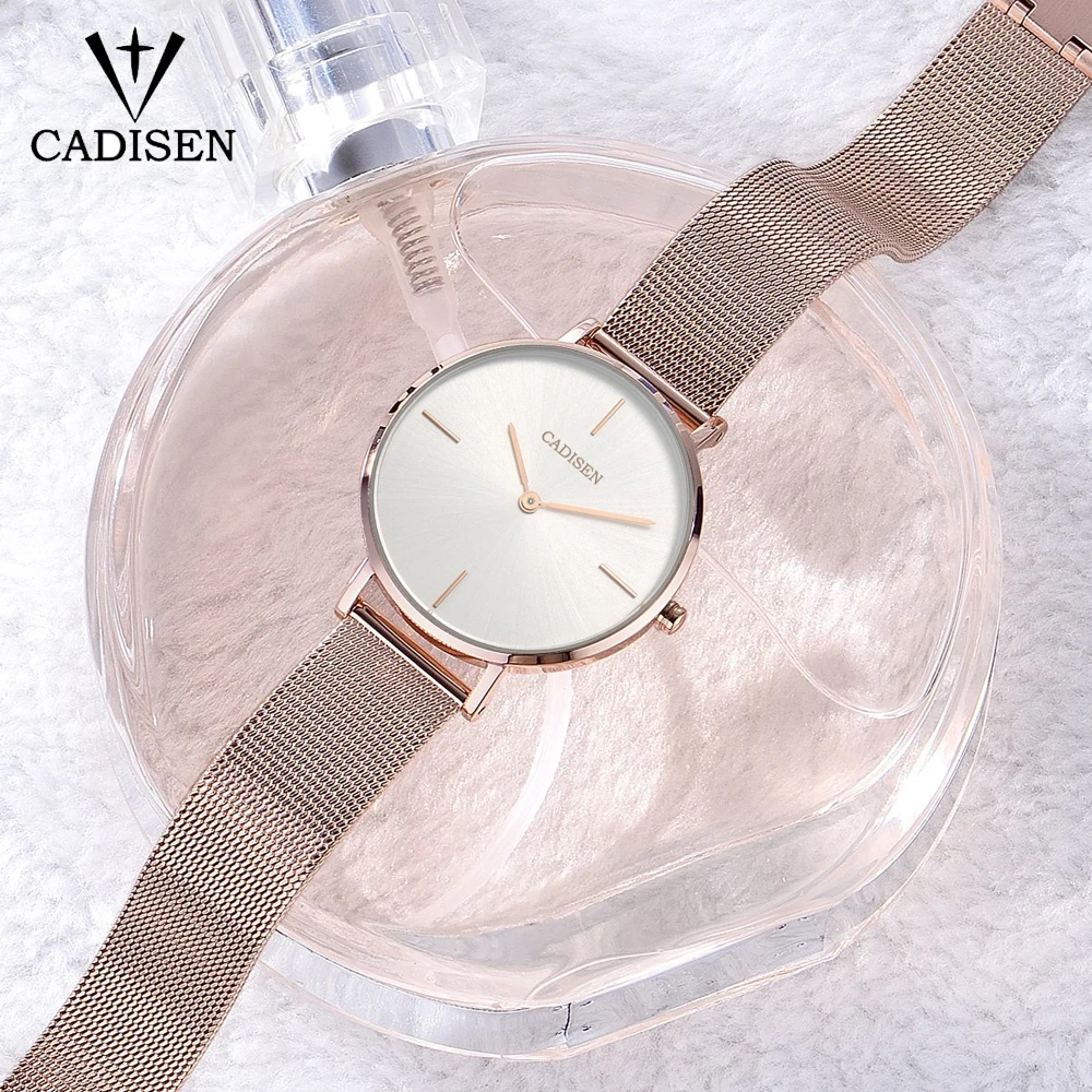 cadisen womens watches new hot top luxury brand fashion clock women steel mesh strap rose gold bracelet quartz watch reloj mujer free global shipping