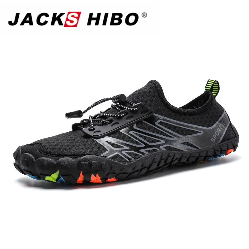 

JACKSHIBO Men Swimming Sports Water Shoes Outdoor Beach Barefoot Water Shoes Quick Drying Men Breathable Upstream Hiking Shoes