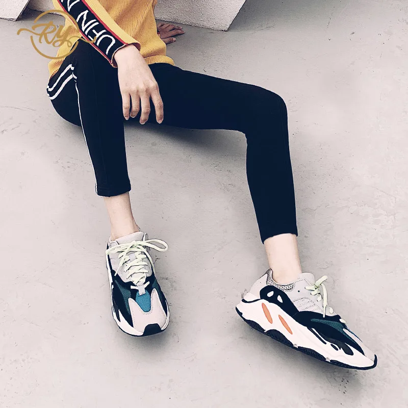 RY RELAA женская обувь кроссовки высокие на танкетке Модные женские 2018 ins плоской