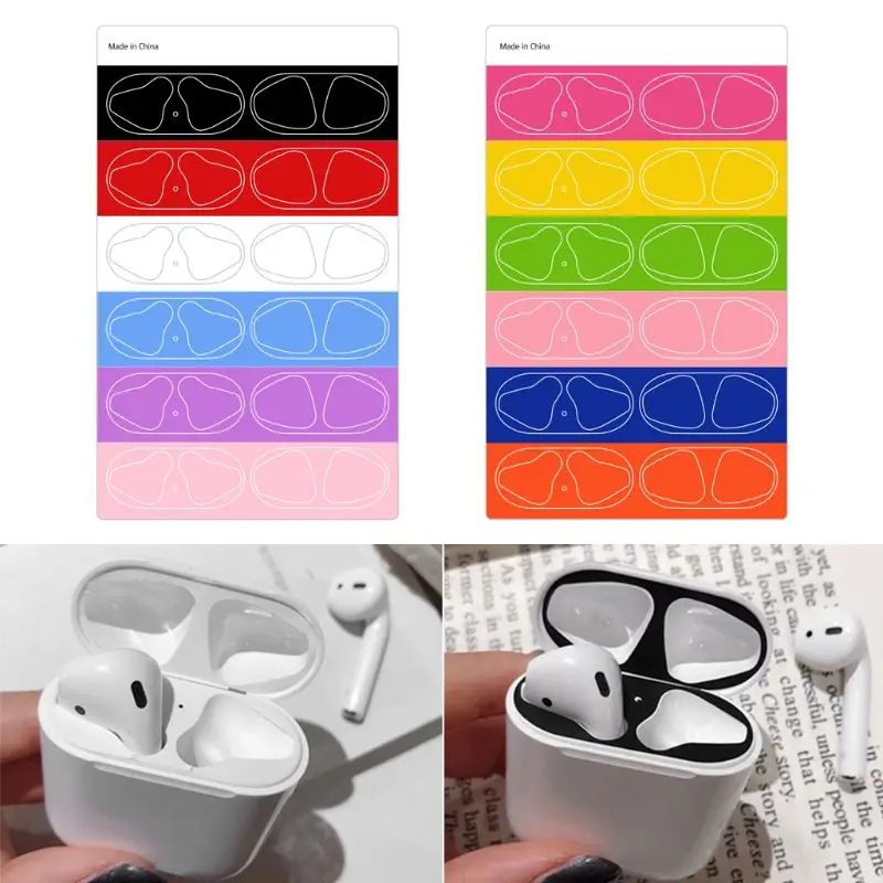 6 пар красочных защитных наклеек для защиты от пыли и Apple Airpods Наушники Аксессуары зарядки|Аксессуары