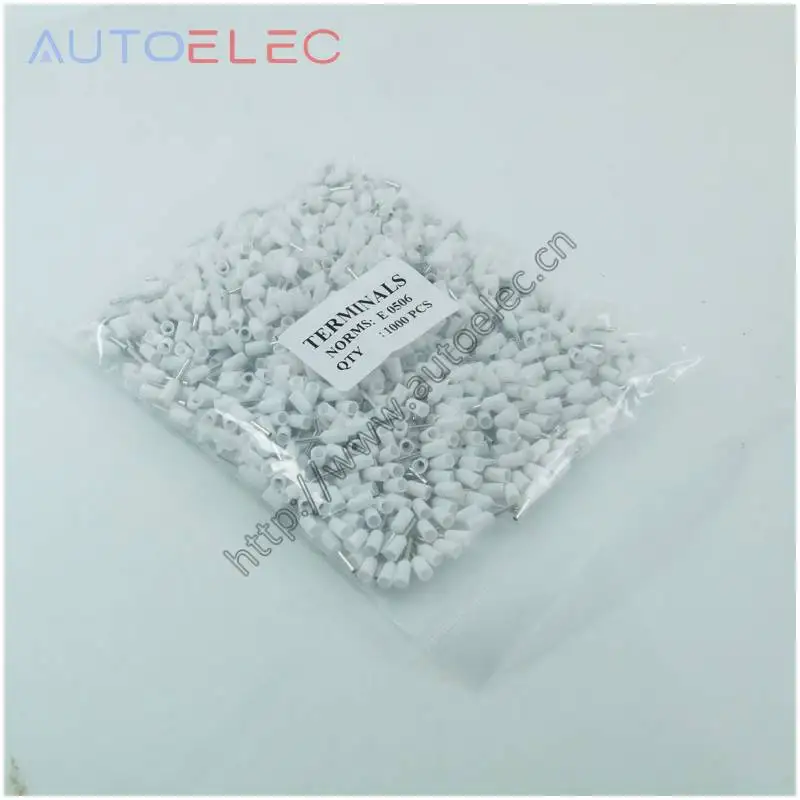 1000PCS E0506 AWG#22 Ferrule Copper Terminal Cord End VE0506 Tube Insulated terminals 0.5mm2 Cable Wire Terminals 6mm length |