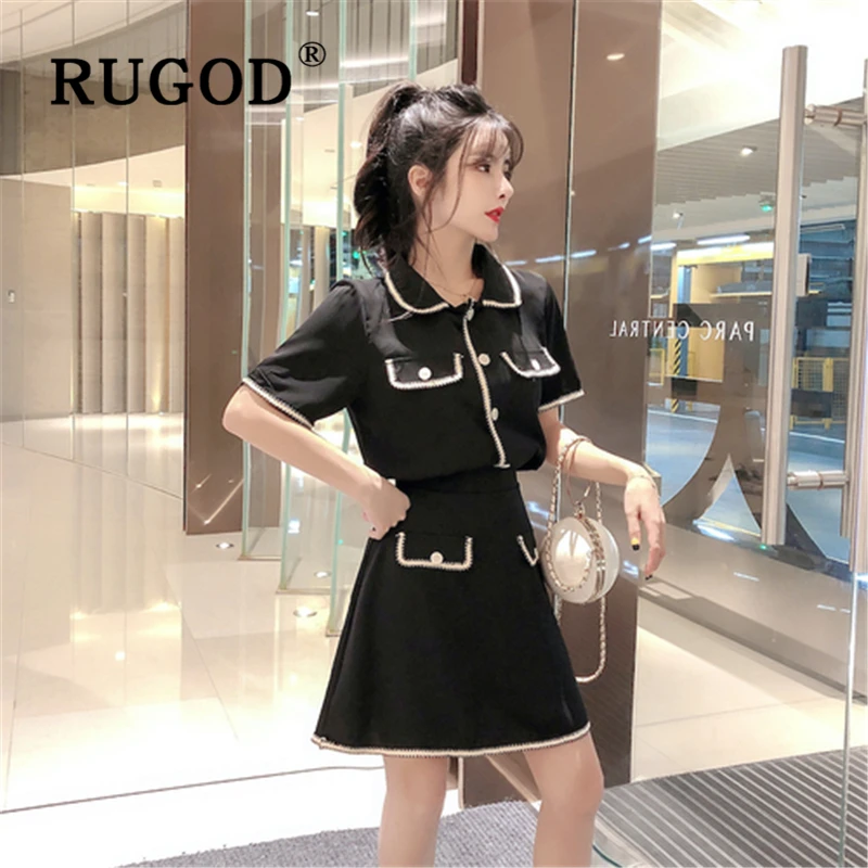 RUGOD корейский шикарный женский офисный костюм из 2 предметов модные рубашки с