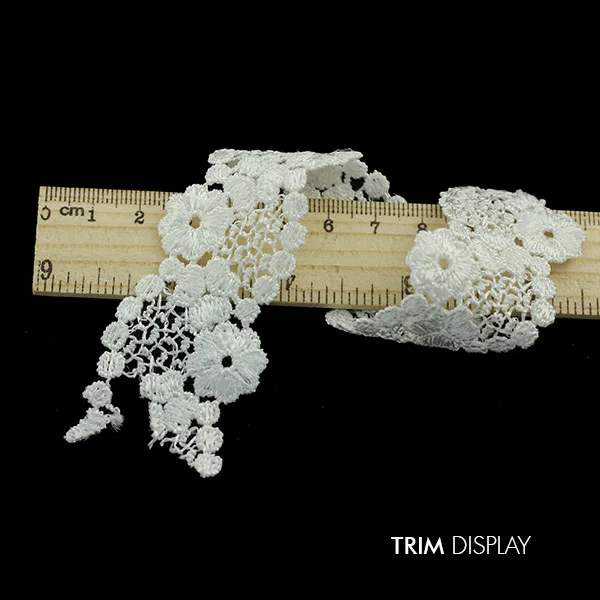 

Embroidered White Flower Scrapbooking Lace Ribbon Fabric Polyester Motif Trim Embellishment Applique Venise Trimming 28yd/T956
