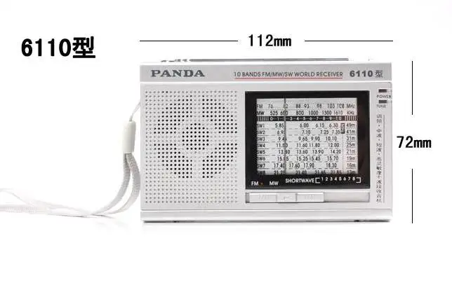 Полнодиапазонное полупроводниковое радио Panda 6110 портативное мини для пожилых