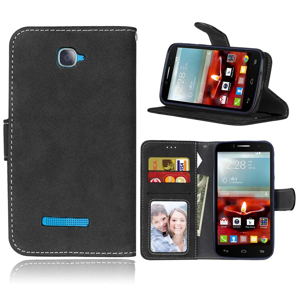 Чехол Кошелек для Alcatel One Touch Pop C7 матовый чехол из искусственной кожи с держатель