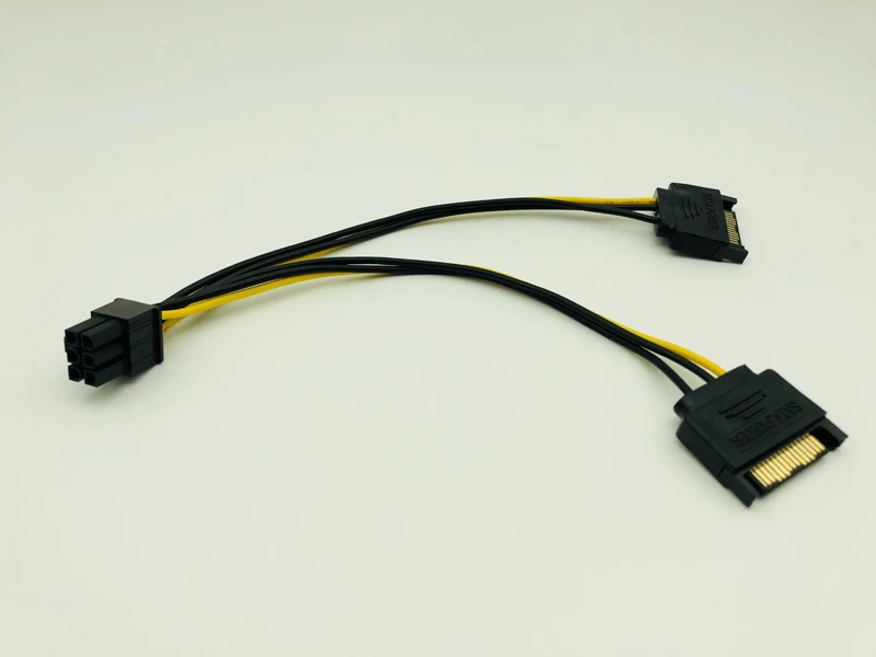 PCI E PCIe Express Dual 15Pin SATA Male to 6pin графическая видеокарта двойной кабель питания для ETH BTC