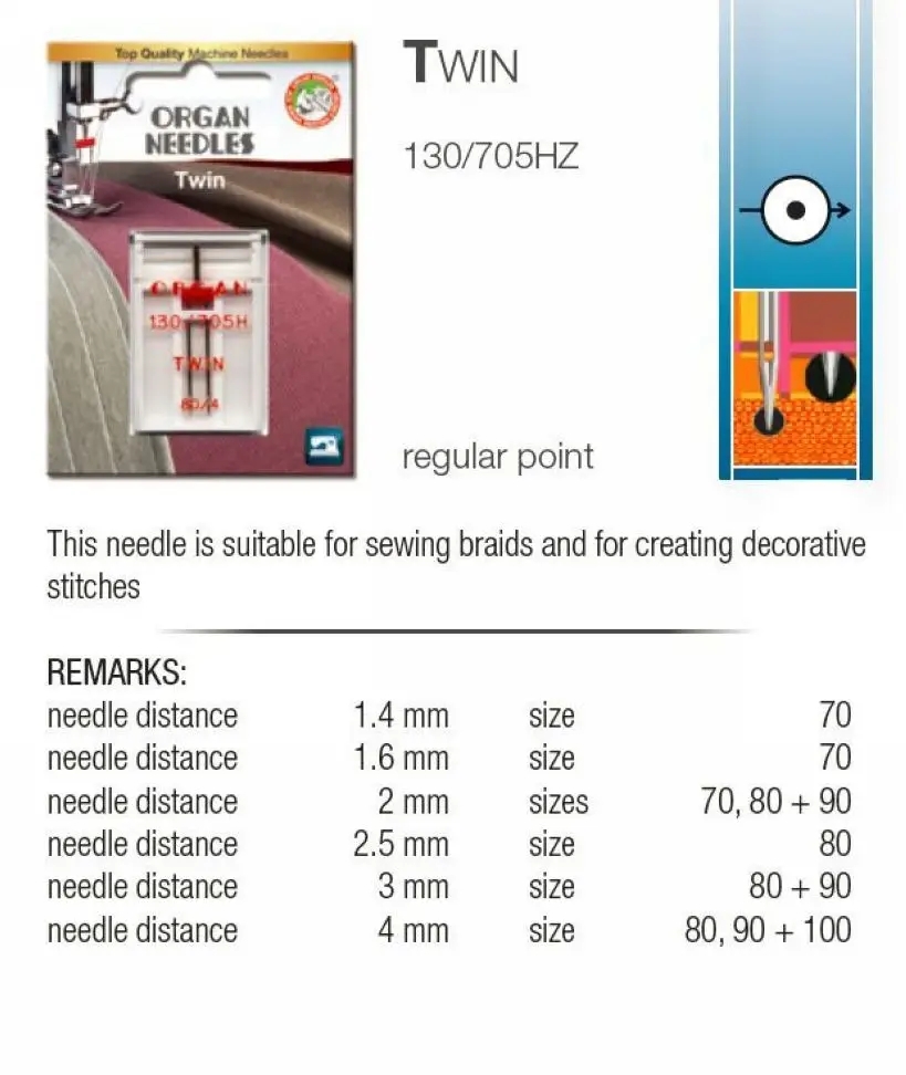 Двойная игла для бытовой швейной машины 130/705H 80/4 мм 100/6 мм|sewing machine twin needle|organ