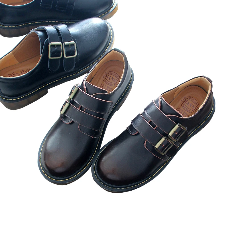 2019 британский стиль ретро маленькие туфли женские мартинсы с низкой пряжкой