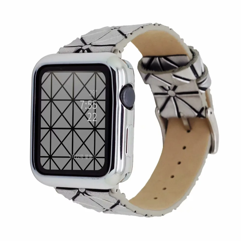 Геометрический квадратный PU кожаный ремешок для Apple Watch Band 42 мм 38 40 44 браслет