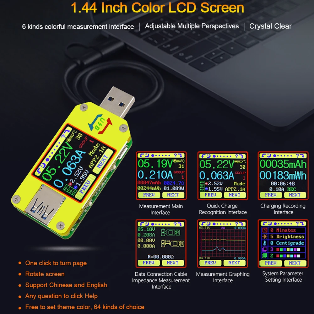USB-тестер RD UM34C/UM34 3 0 измеритель напряжения и силы тока вольтметр амперметр кабель