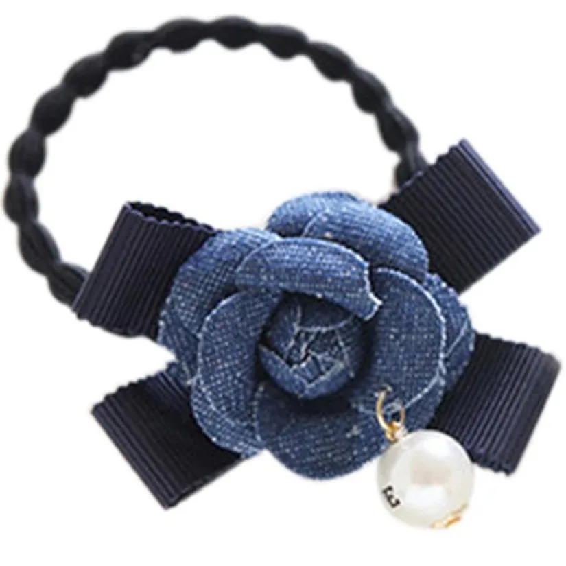 Для женщин Мода эластичный жемчуг лук повязка на голову Женский Хвостик