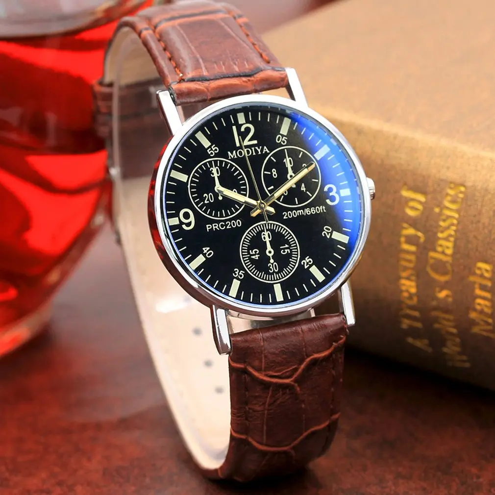 Модные мужские наручные часы из нержавеющей стали ремешок Круглый браслет кожи