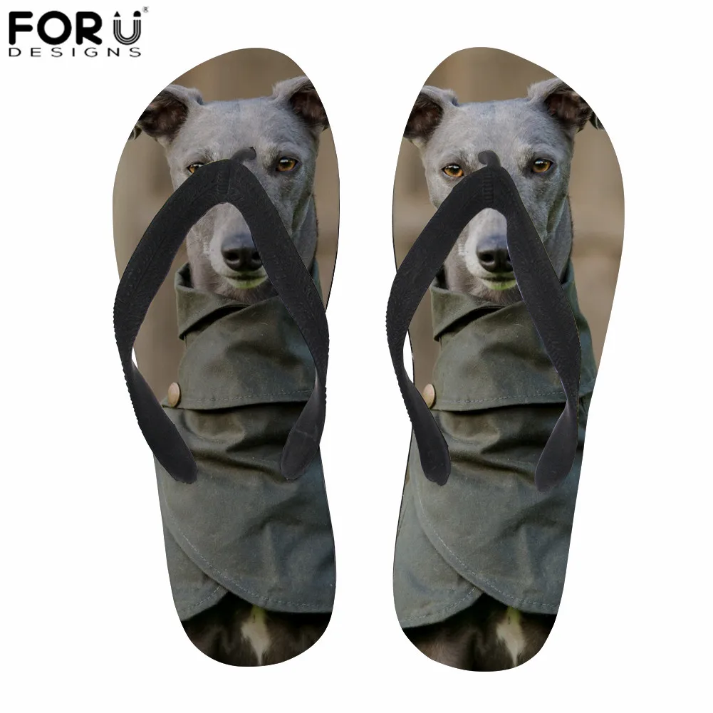FORUDESIGNS/мужские вьетнамки с 3D забавными принтами собак летние пляжные шлепанцы на