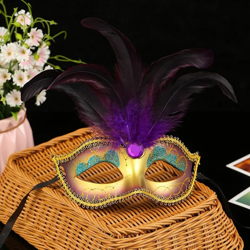Painting Feather Mask Women Lady Bar KTV Nightclub Disco Ball Masks Masquerade Party Halloween Christmas|Аксессуары для