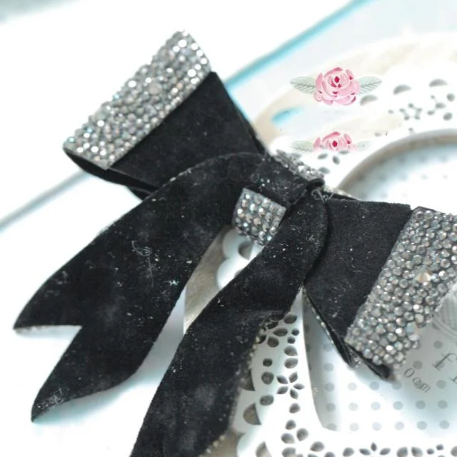 1 шт./лот черные бусины банты стразы одежда нашивки для платья сумки Аппликации