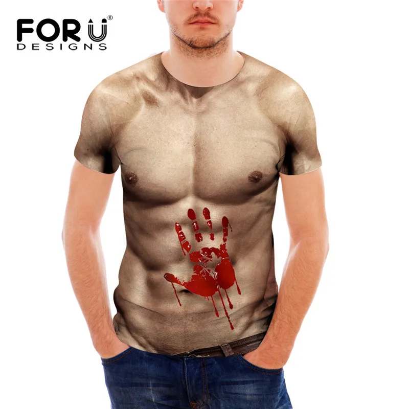 FORUDESIGNS/брендовая Дизайнерская мужская футболка забавная 3D для мужчин летняя с