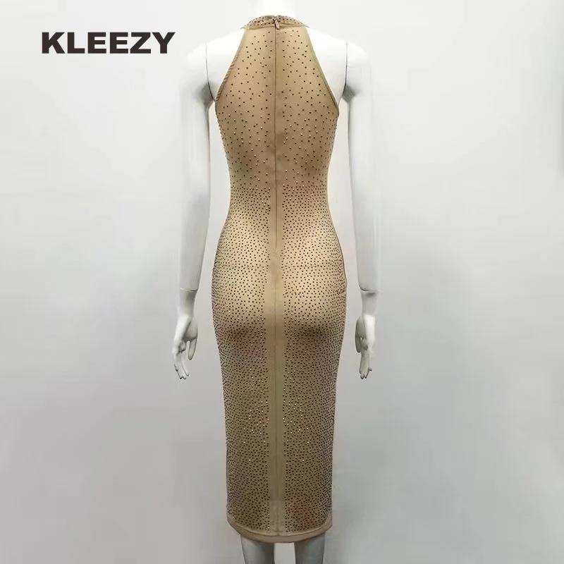 Kleezy бриллианты О-образным вырезом sexy Знаменитости с открытыми плечами без