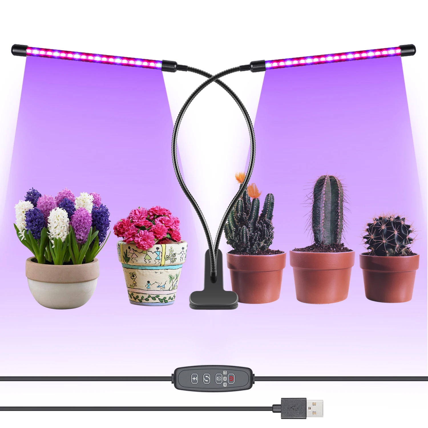 Neewer Grow Light, 12 Вт двойной головкой 60 Светодиодный Диммируемый растительный свет для комнатных растений с красным/синим спектром, регулируемый Goosene