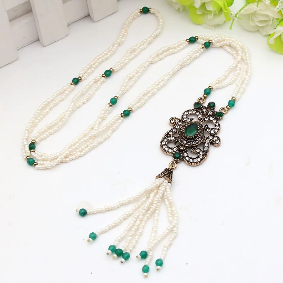 Модное ожерелье из бисера 70 см ажурная цепочка для свитера в турецком стиле