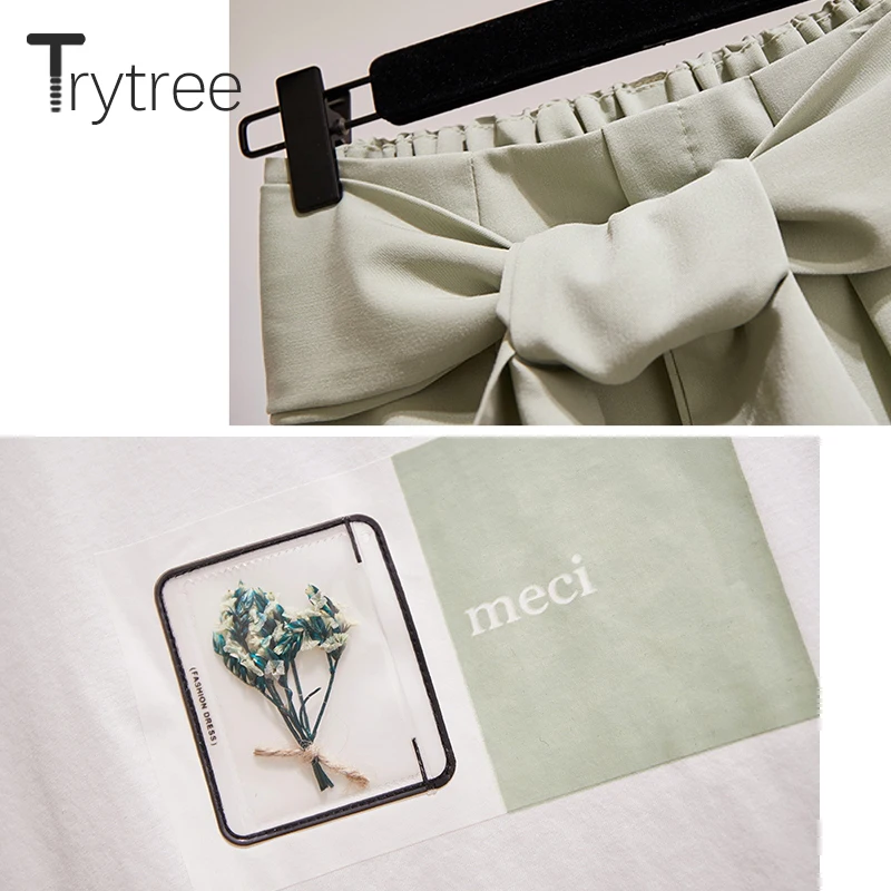 Trytree летний женский комплект из двух предметов Повседневный Топ с круглым