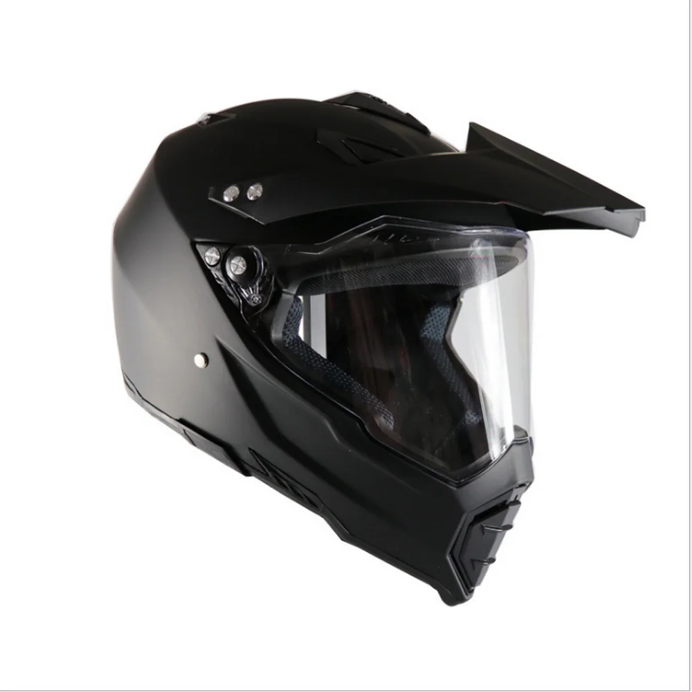 Motorcycle Helmet Road Cross Country Racing Car Dual Use With Lens Cross Country Helmet Full Face Helmet Frosted Black
