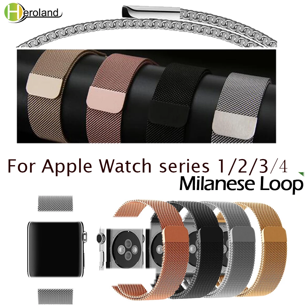 Миланский ремешок для часов Apple Watch series 1/2/3 42 мм 38 из нержавеющей стали iwatch 4 40 44