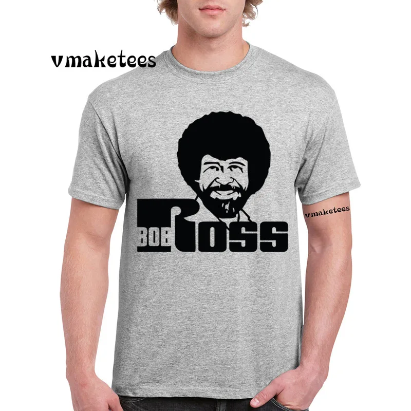 Bob Ross принт: Счастливые деревья модная футболка Летняя повседневная с круглым