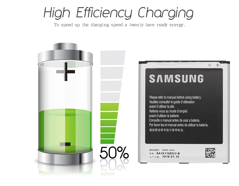 Оригинальная батарея samsung B600BC B600BE для samsung GALAXY S4 2600 мА/ч, I9500 I9502 i9295 GT-I9505 I9506 I9508 I959 i959 с NFC
