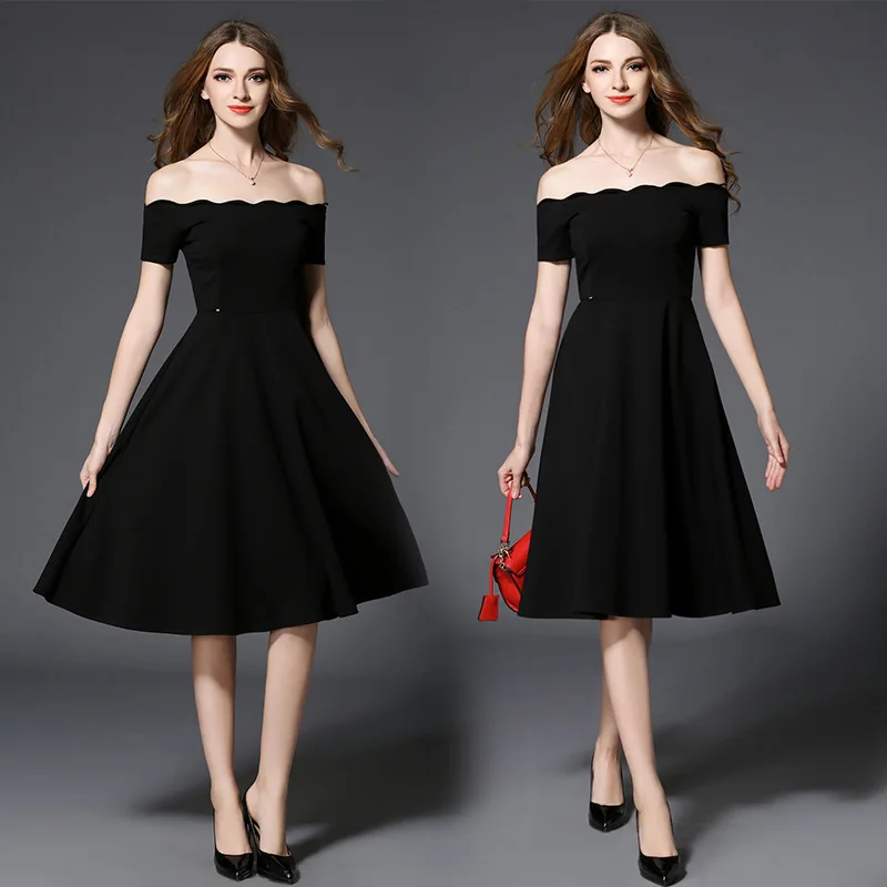 Европейские высококачественные модные Женская одежда черное платье грудь
