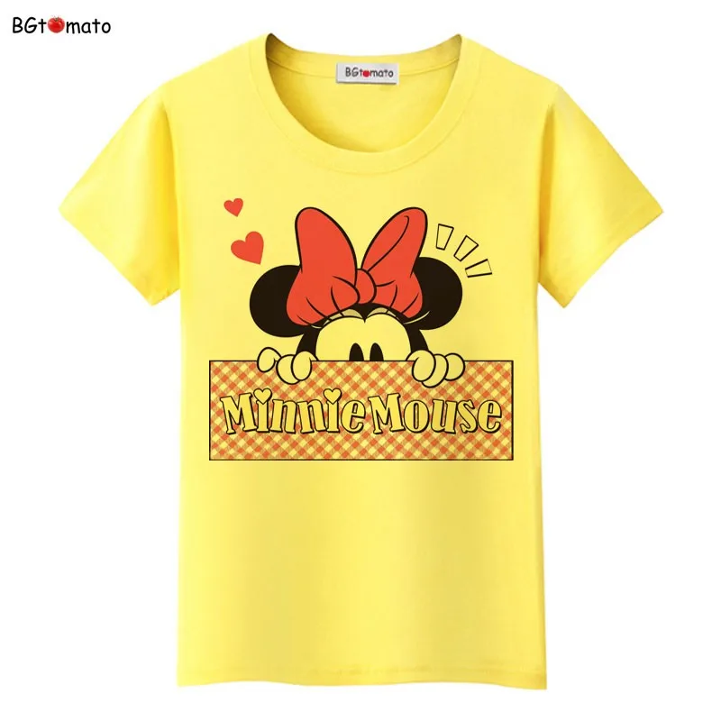 BGtomato любовь дамы Минни футболка для женщин известный мультфильм печати футболки бренд хорошее качество мягкие футболки дышащие топы