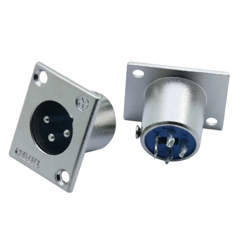 

100pcs XLR connector Nickel plated 3pin XLR male plug panel mount connector professional speaker plug wire connector