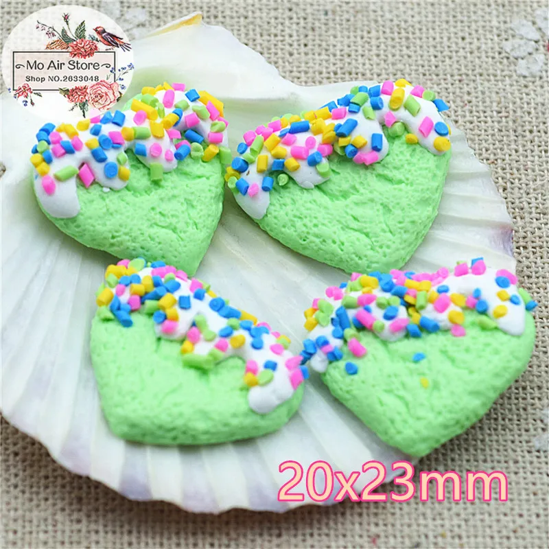 Светильник с зеленым сердцем торт сладкий десерт 10 шт. полимерная глина плоский