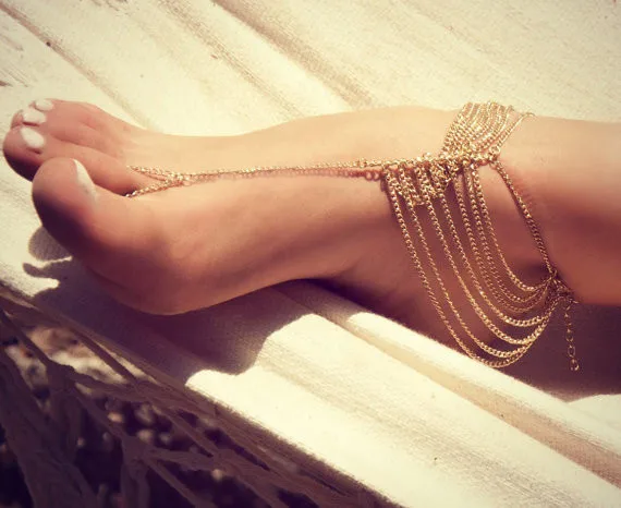 

2022 Anklet For Women New Fashion Multi-tassel Chain Ring Foot Jewelry Anklet Beach Style Classic Elegant Bracelet On The Leg