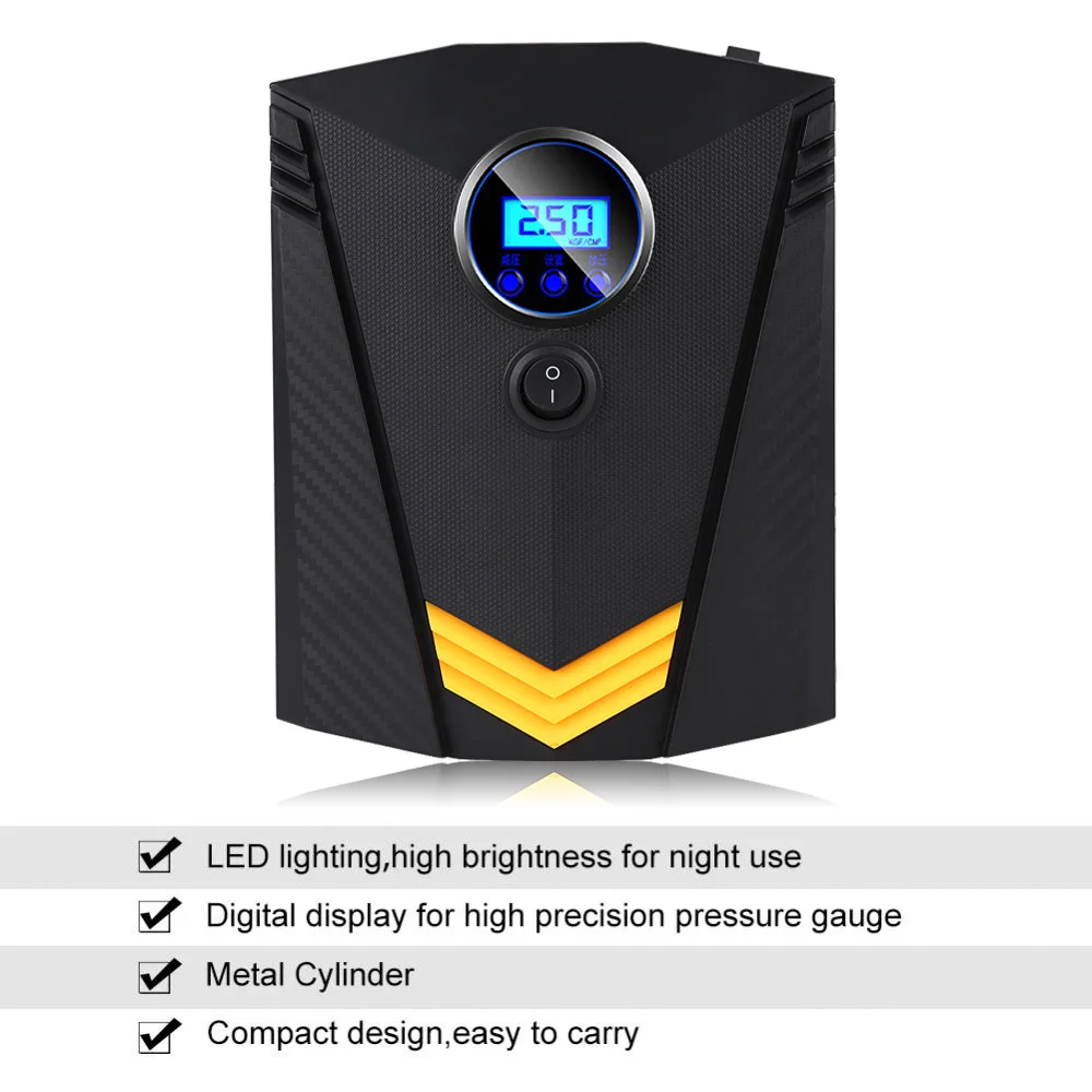 12V 120W Портативный шин цифровой воздушный компрессор насос W/3 насадки для Автомобильная шаровая воздуха Лодка