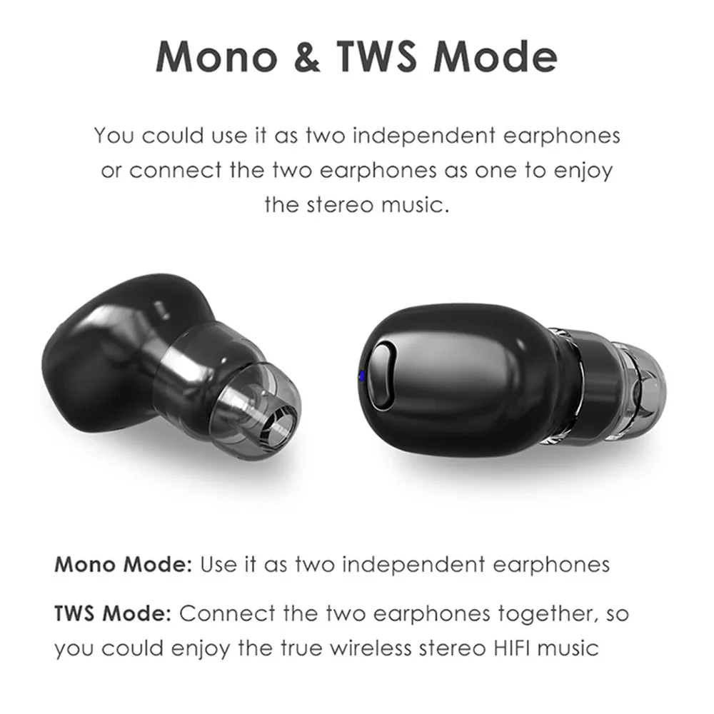 VAORLO Мини Bluetooth наушники 5 0 TWS Беспроводные с зарядной коробкой свободные руки