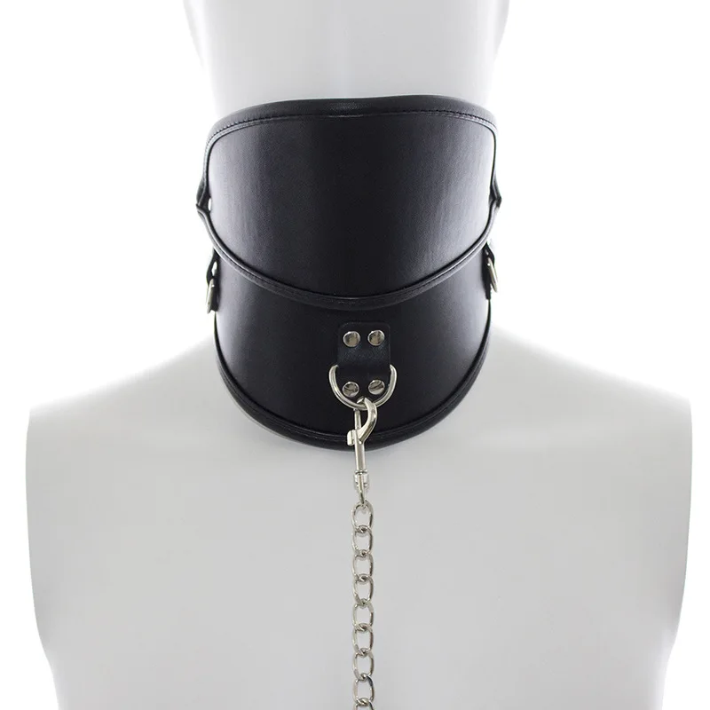 

BDSM Bondage PU Leather Neck Collar Slave Dog Role Play Leash Sexy Restraint Fetish Metal Chain Adult Game Sex Toys SM Products