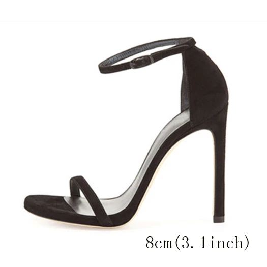 black suede 8cm Обувь для экзотических танцев; корейский стиль; свадебные туфли с открытым носком на каблуке; Фетиш; босоножки на шпильках; черные туфли-лодочки для стриптиза; женские блестящие туфли с ремешком на щиколотке - Цвет: black suede 8cm